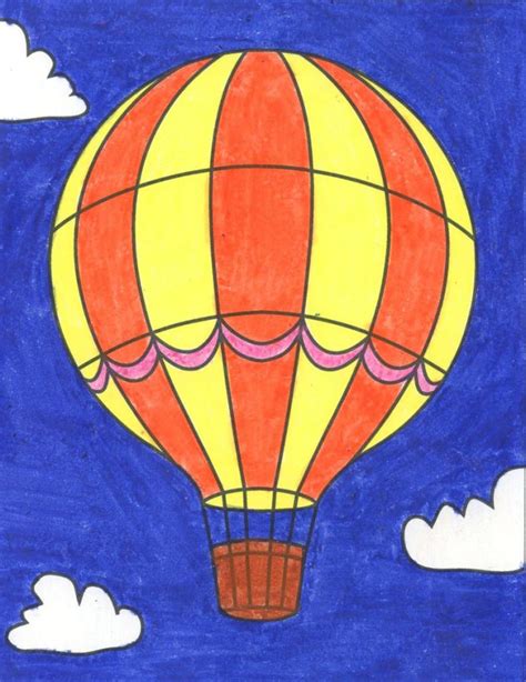 hot air balloon drawing for kids